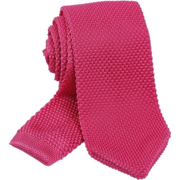 Other - Mens Casual Knitted Neckties Dark Pink